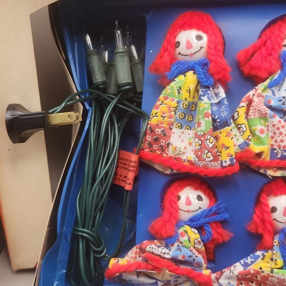 Vintage Radiant Rag Dolls Christmas Lights 10 Rag Dolls WORKING